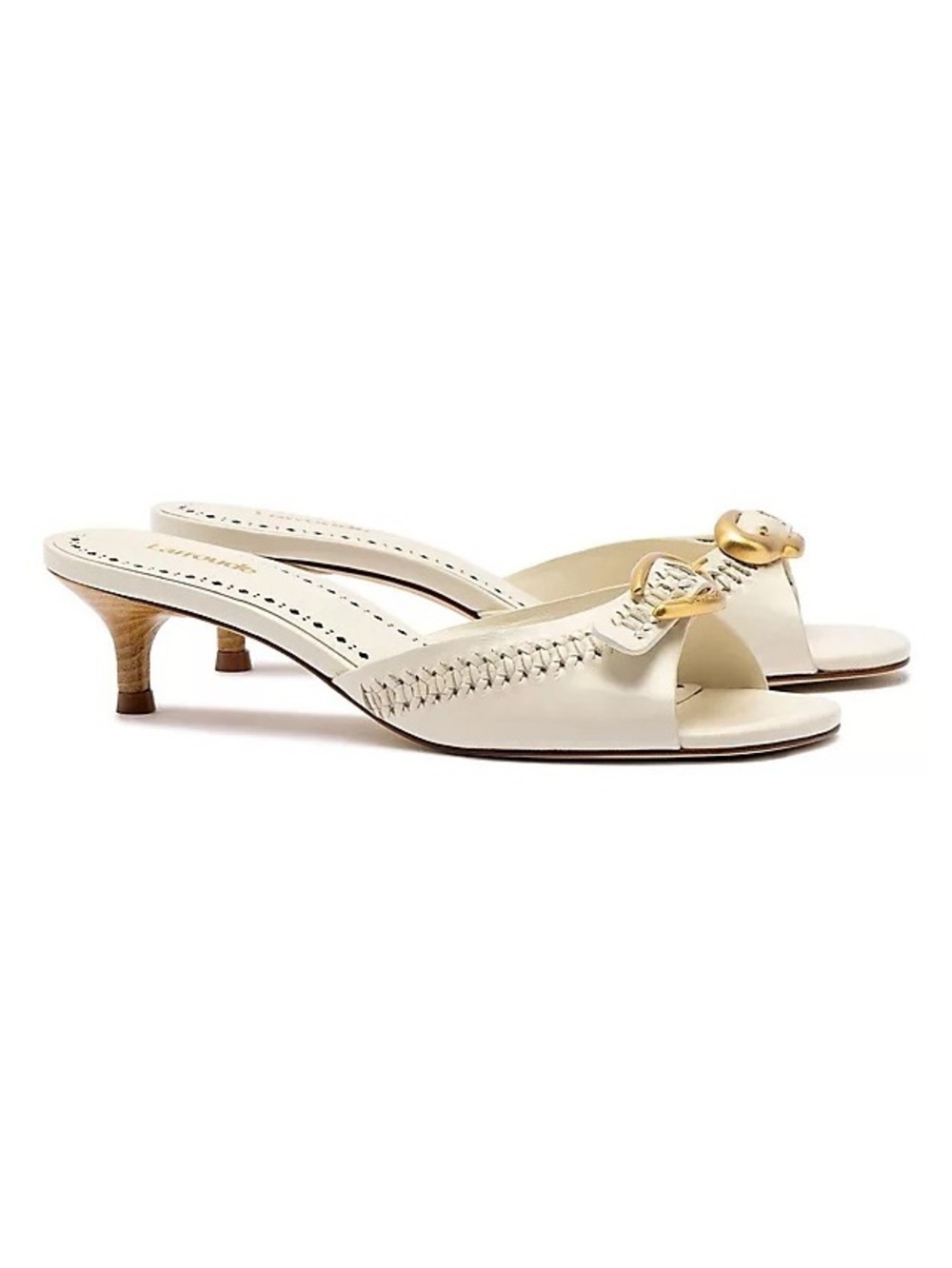 Larroude Verona Mule in Ivory Leather - Size 9